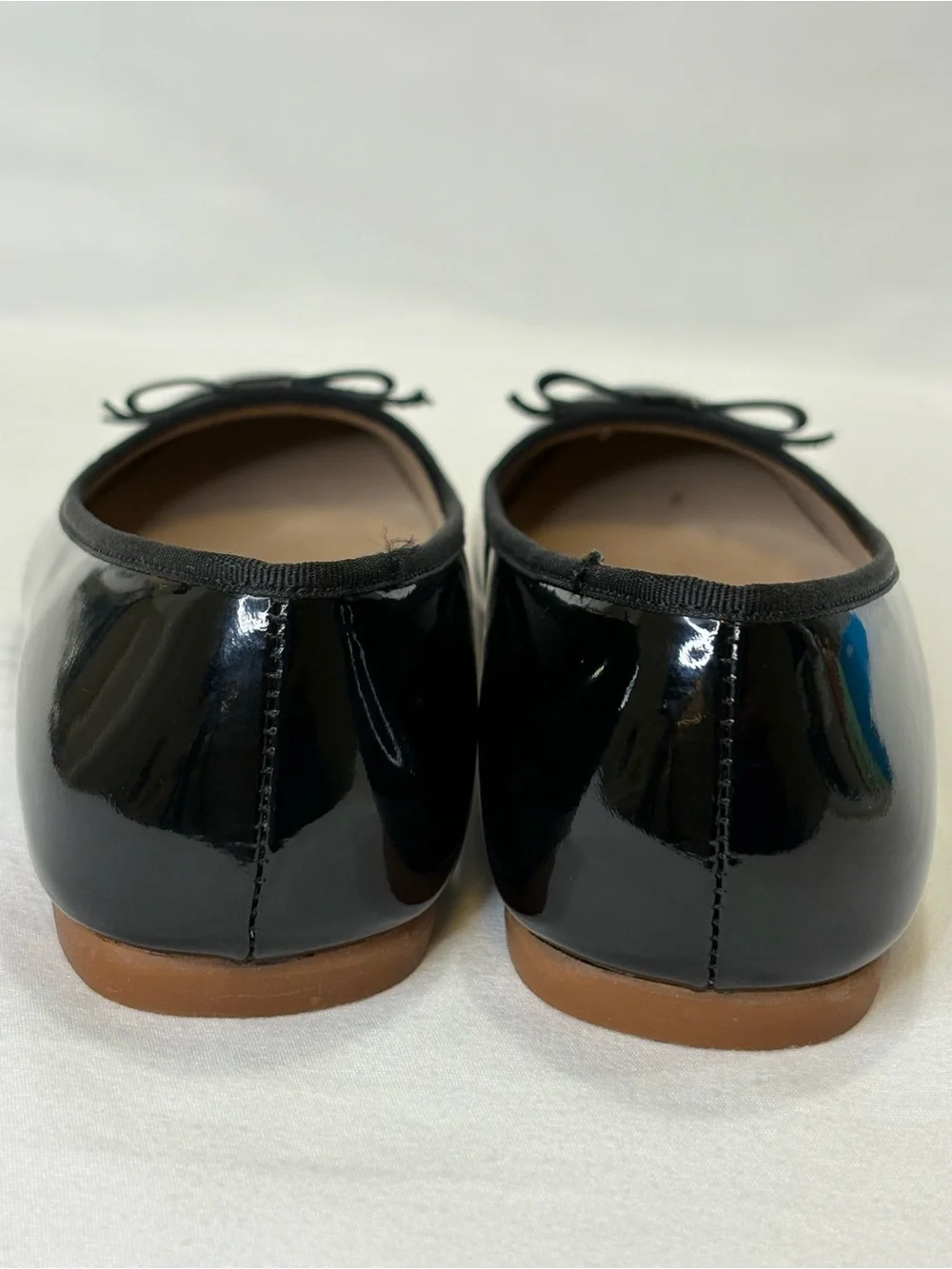 Elephantito Black Patent Leather Bow Ballet Flats SZ 1 EUC